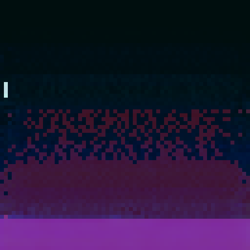 Top of weathered skyscraper, extending down 20 floors with jutting items, cracked and textured brick, muted purple color scheme Barred windows, 3 yellow-lit windows per floor sRGB, pixel art, background, portrait style, include full building