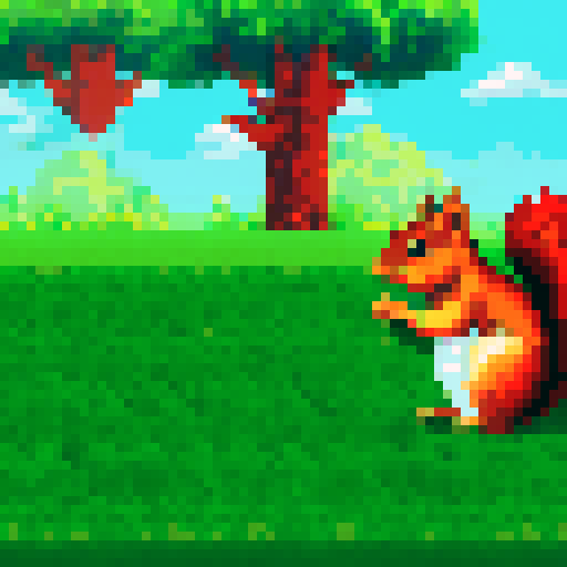 sideview of a squirrel standing still, spritesheet sideview