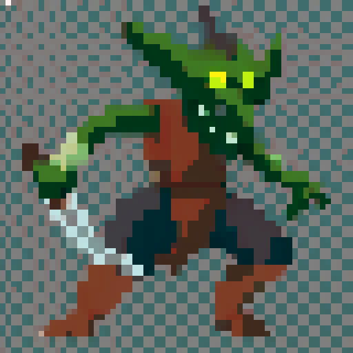 a creature with sharp, angular features, limited color palette, and a stylized, simplified appearance characteristic of pixel art.
The monster has to be inspired by various mythologies, such as a dragon, griffin, or a mythical humanoid figure.