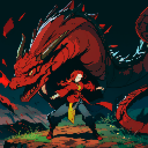 full-body image of a red dragon, dragon alone with nobody else in the frame