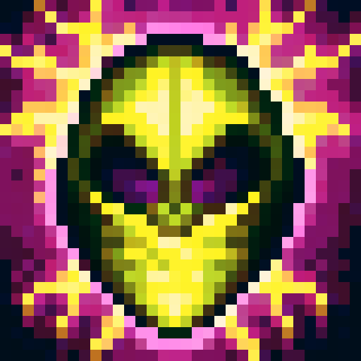 white knight helmet with purple details, surrounded by fiery purple and green flames