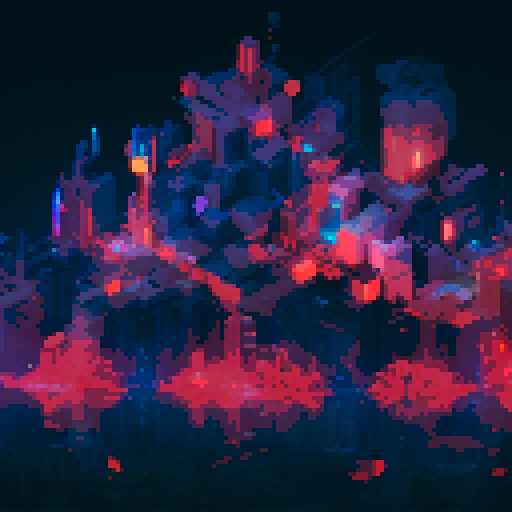 Futuristic , towering skyscrapers, neon lights, vibrant colors, people wearing futuristic outfits, pixel art
