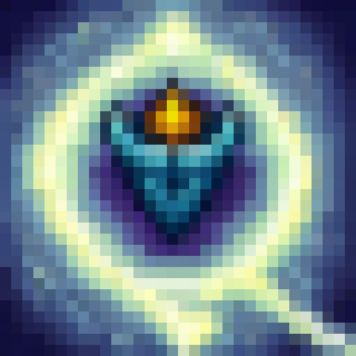 Purple energy explodes around a Lambda symbol, rendered as a game icon in 32x32 pixel art with a close-up, skillful portrait style.