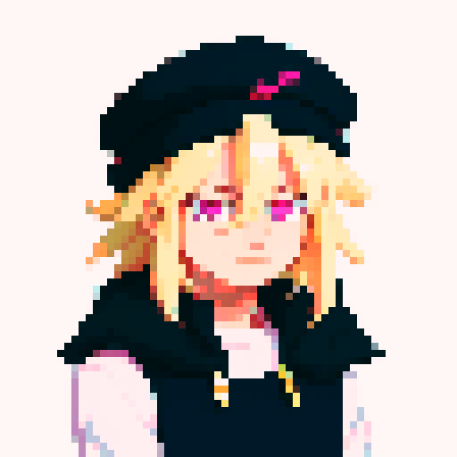 Pink eyes, smile, male, blonde hair 