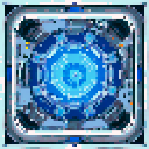 Blue-lit control panels, blinking buttons, and swirling star maps surround a crew of sleek, silver-suited astronauts and their bulbous-headed extraterrestrial counterparts, all huddled around a central console in the heart of the rocketship's command center. Top down perspective 