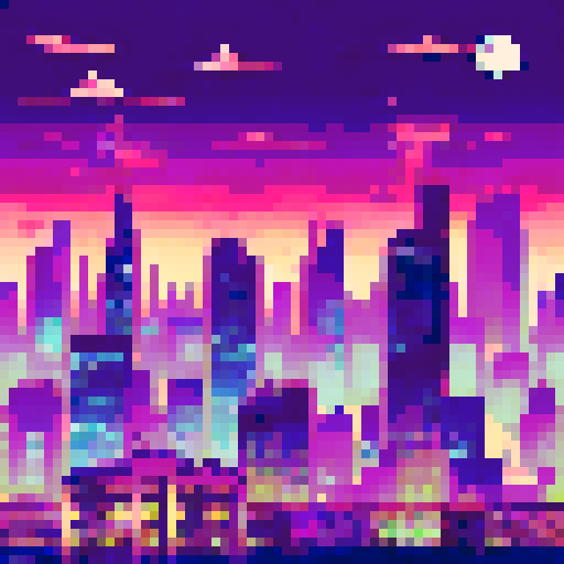 Rooftop overlooking city at night