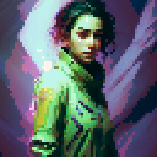 an attractive female protagonist picks up a healing staff in many shades of green