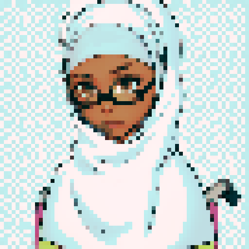 Teenage black girl with white hijab and Glasses