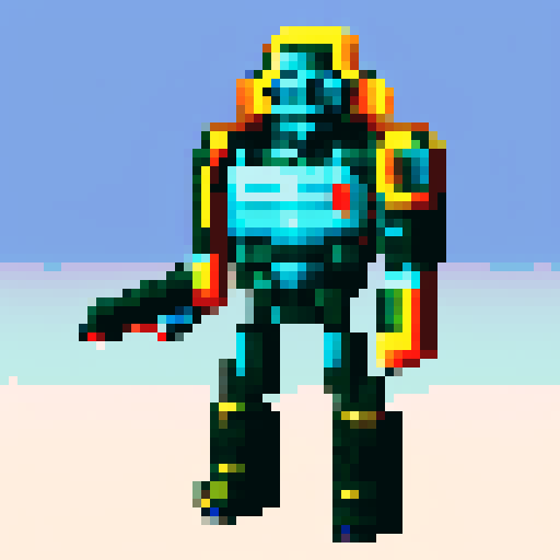 Space marine pixel character, laser rifle and futuristic helmet, galactic colors, full body, 64x64 pixel art size