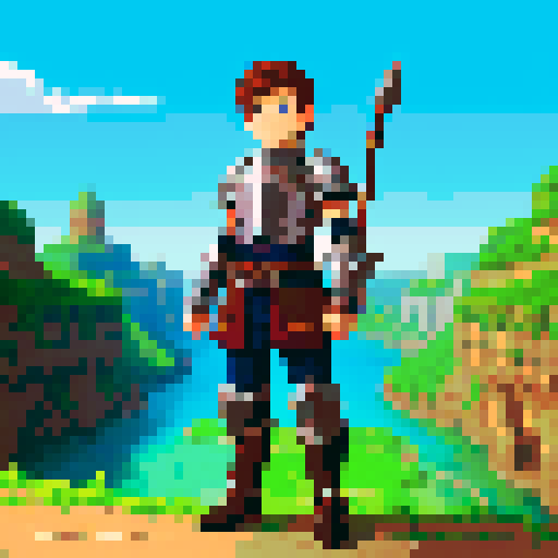 An adventurer; male; about 18 years old; wearing armor; 