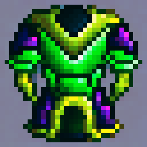 warlock armor with purple trim and green energy surrounding