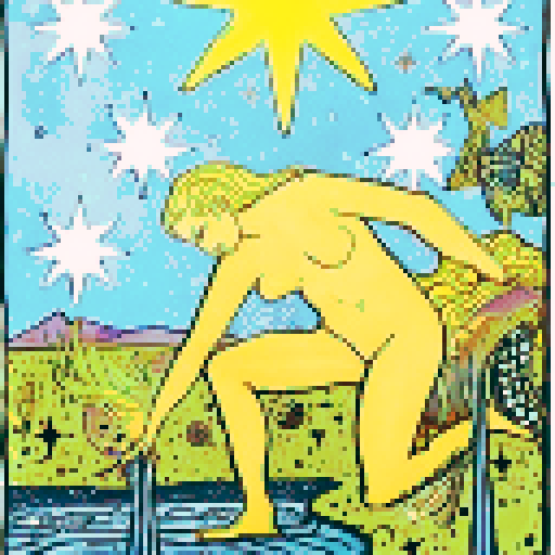 The tarot card The Star in an aquatic style featuring a queen mermaid with a crown in a medieval dark style, surrounded by glowing starfish underwater. The scene should be illuminated by ethereal star-like lights, symbolizing hope and clarity. The crown should shimmer with starlight, enhancing her majestic presence
