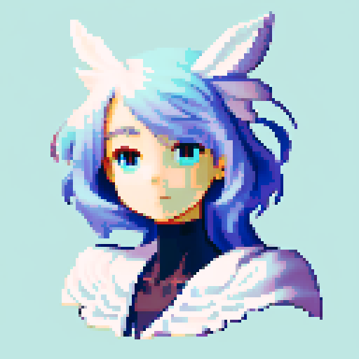 
Beautiful, ethereal angel with shimmering wings and flowing, liquid-like chrome body, rendered in minimalist pixel art with vibrant, dazzling sRGB colors