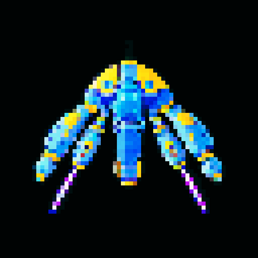 a transparent sprite for a space game. It needs to look like the top view of a futuristic spaceship style of the 90s.