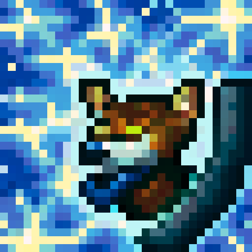 pixel art dog, dog profile picture, vibrant single color background, dog slightlz looks to the side