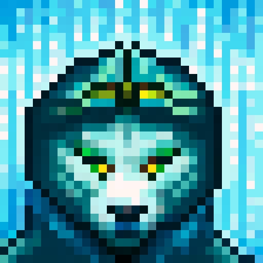 Wolf avatar, portrait, glowing eyes