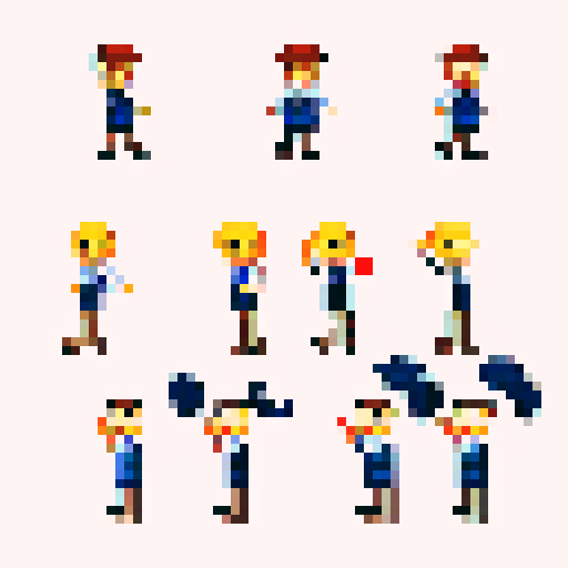 office worker sprite sheet idle,walking,jumping 