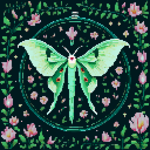 Luna moth cross stitch pattern PDF - digital download - gothic witchy moon phase nature floral modern insect night embroidery mystical CS61