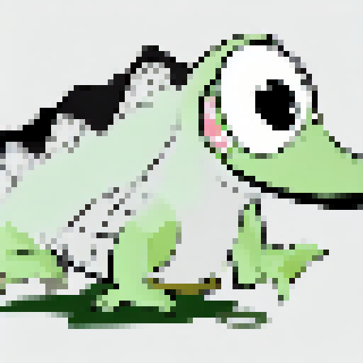 a green alligator with yellow green belly, cartoon style, big eyes, buck teeth, goofy looking, full body, simple and not too detailed, similar to the flappy bird in complexity