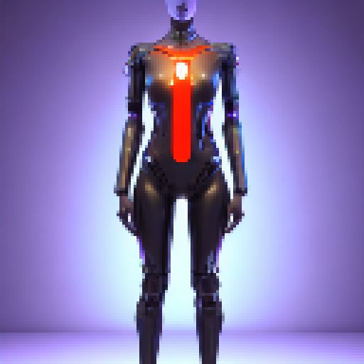 woman in cybernetic suit powered by a gem on her chest, full body, dynamic pose