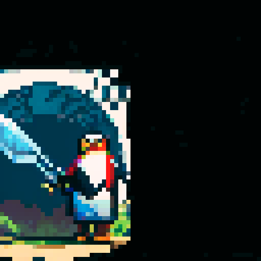 penguin standing with sword