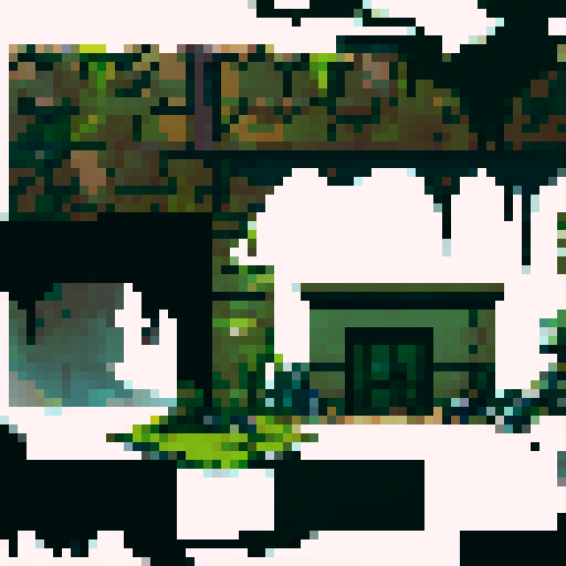 Rocky dungeon assets, moss-covered walls, dimly lit torches, eerie atmosphere, sRGB color palette, pixel art style