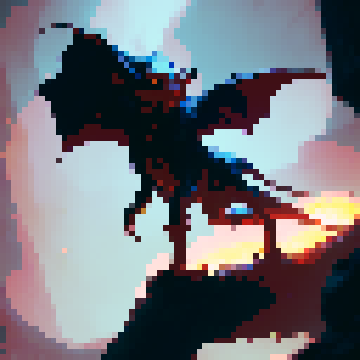 A small demonic creature with tiny horns and bat-like wings, dark red skin, and glowing yellow eyes. It has a mischievous grin and a long, pointed tail. No background.