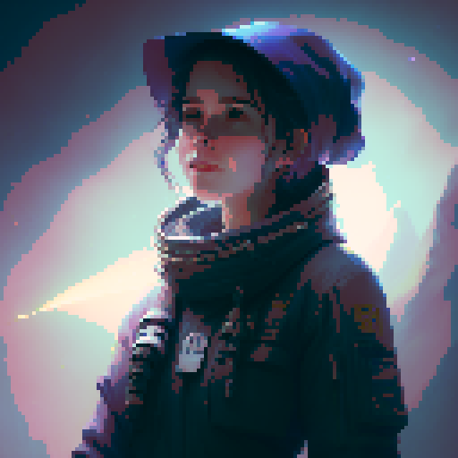 Night time, City street light background, profile picture, young girl, smile, rounded face, blue eyes, short black hair, white shirt, beige hat, red neck ribbon, holding an incense stick