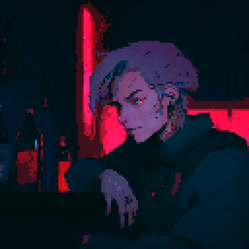 Bar tender with a flowing cape, pouring colorful potions into crystal goblets, surrounded by mystical creatures and enchanted artifacts