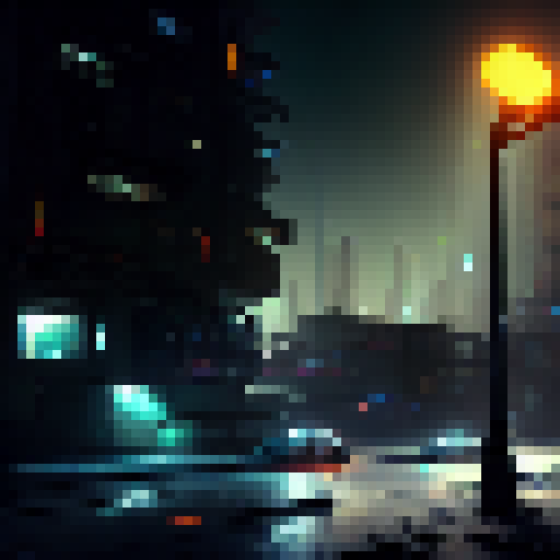 "Create a cybernetic-infused slum where neon lights flicker amidst towering skyscrapers, in a sideview RPG style, for a battleback scene in the latest RPG Maker MZ."