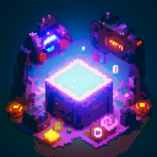 lootbox, futuristic crate, glowing buttons, golden box center, intricate details, pixel art style, sRGB