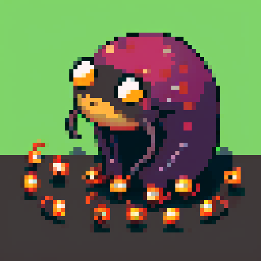 Black worms, pixel art, sRGB, swarming city