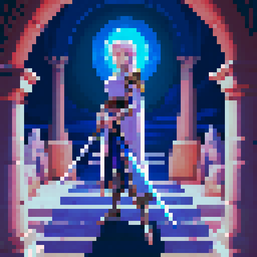 female swordsman, tall and confident, wielding a sword of light, a scene straight out of a captivating fantasy RPG like Phantasy Star