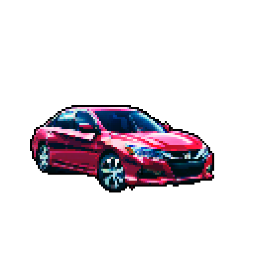 Photorealistic, centered Honda Accord in a three quarter view, right wheel in front, clean background, pixel art style with sRGB colors