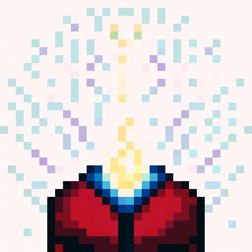 magician coat, game icon, 32x32 pixel art, sRGB, skill art, close up, portrait, vibrant colors, flowing fabric, intricate embroidery, shimmering stars, mystical aura, swirling patterns, glowing orbs, magical sparks