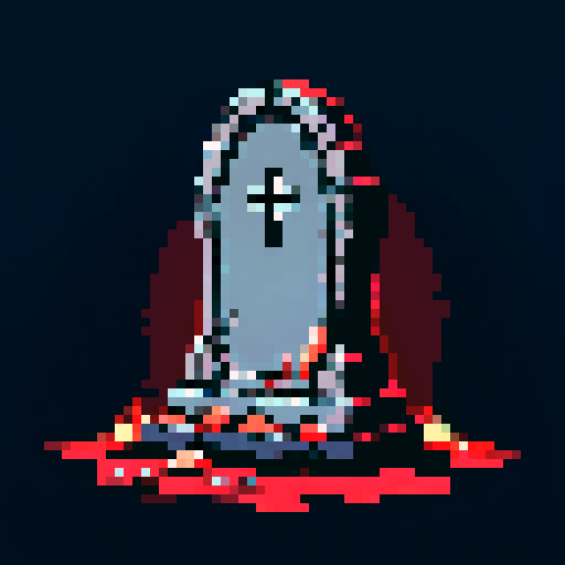 bloodied, gory tombstone, weathered and cracked, haunted, spooky, scary, against a vibrant sRGB against dark background