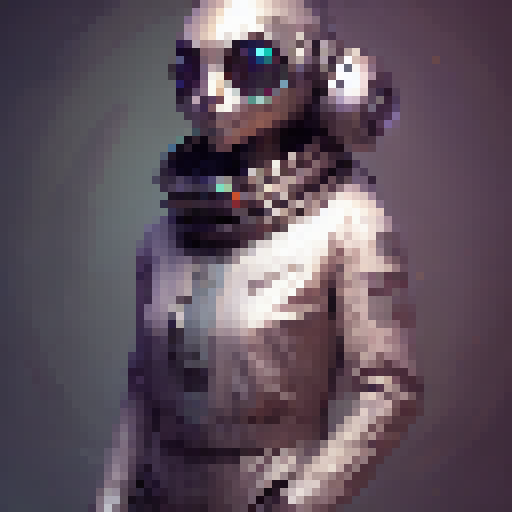 Futuristic, sleek, and metallic. 

        Metallic robot with a tiny body and a screen for a face, with a friendly grin.