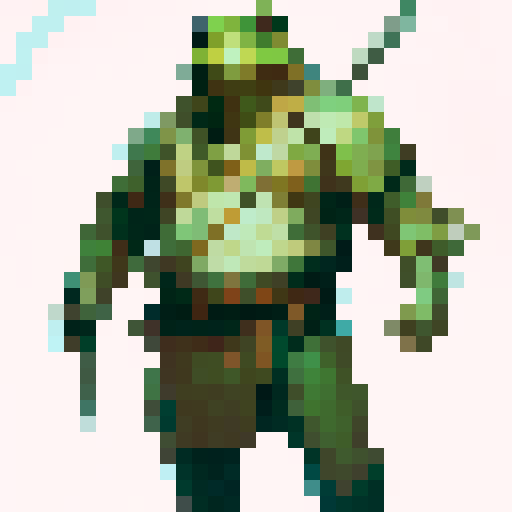 Frog warrior, sprite, spear,