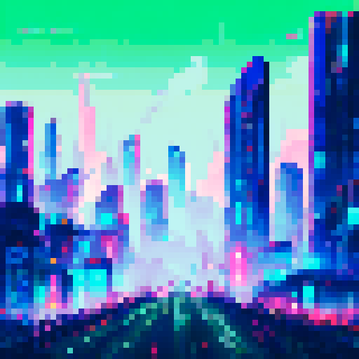 cyberpunk city view, neon-lit skyscrapers, bustling streets below, futuristic hover cars, towering holographic billboards, glitchy digital advertisements, smog-filled atmosphere, rain-soaked pavement, flickering streetlights, steam rising from sewer grates, reflective glass facades, glowing cybernetic implants, dark and gritty alleyways, towering megacorporation headquarters,