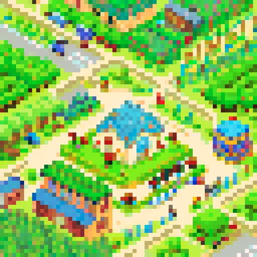 Isometric view of town, urban setting