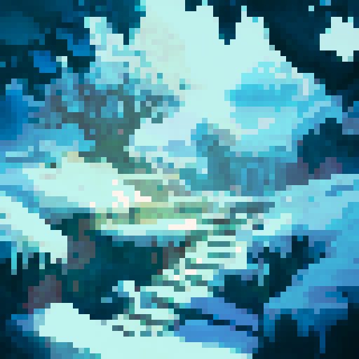 a banyan tree, covered in ice and snow, grows in a snowy and bleak landscape during winter