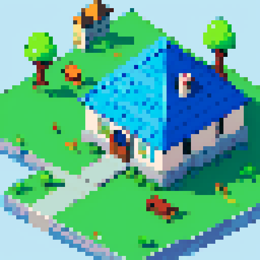Create a one character sized isometric tile representing save point. The colour of the save point is blue 