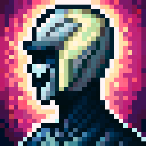 headshot of a bold, fierce, yet slightly adorable humanoid creature with a semi-profile, featuring glowing eyes, and flowing, ethereal hair, no background