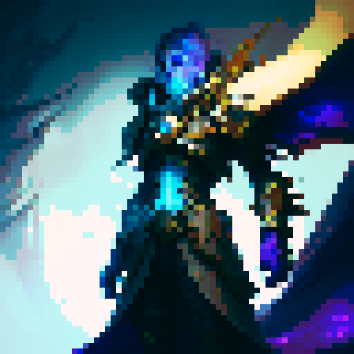 create a lightning element heavenly white skinned bulky death knight with a sapphire and yellow inspired color palette casting a revival spell. I need the knight to look very intimidating.