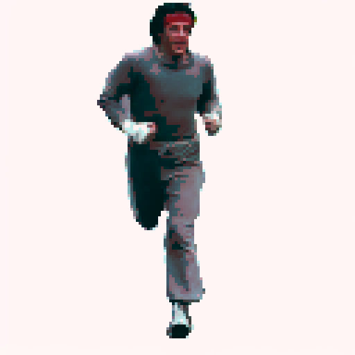 estilo es reminiscente de los personajes clásicos de películas de aventuras de los años 80 y videojuegos de 8 bits.