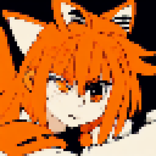 Kitsune girl, orange and white colors