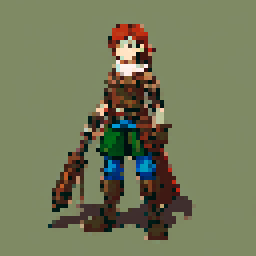 the main character for a top down rpg game set in a post apocalyptic medieval world 