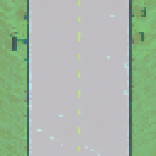 Design a 2D pixel map portraying a dark, terrainless landscape in a top-down view. The 50x50 canvas showcases a uniform dark surface. Scatter small, discreet stone ruins on both sides, avoiding dominance. Employ simple shapes to imply ancient structures, blending with the environment. Emphasize mystery and solitude. Keep ruins subtle, amplifying intrigue while retaining a vast, simplistic feel.
