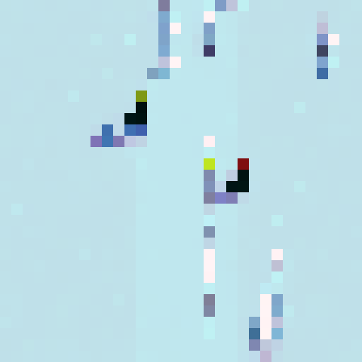 Perspective from high above looking down at the ground. Person walking to snow rover on snowy landscape