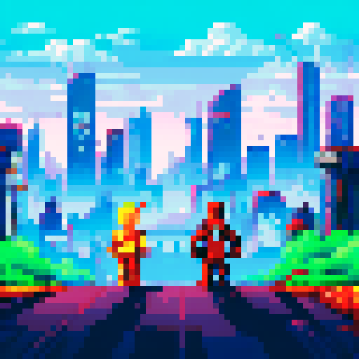 Ironman and Sherlock Holmes, standing back to back in a futuristic cityscape, with neon lights reflecting off their shiny armor and trench coat, respectively, against a starry night sky